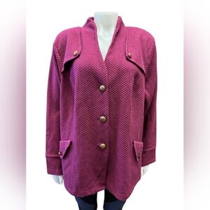 Joan Rivers Fuchsia Lined Button Down Jacket Size 2X EUC